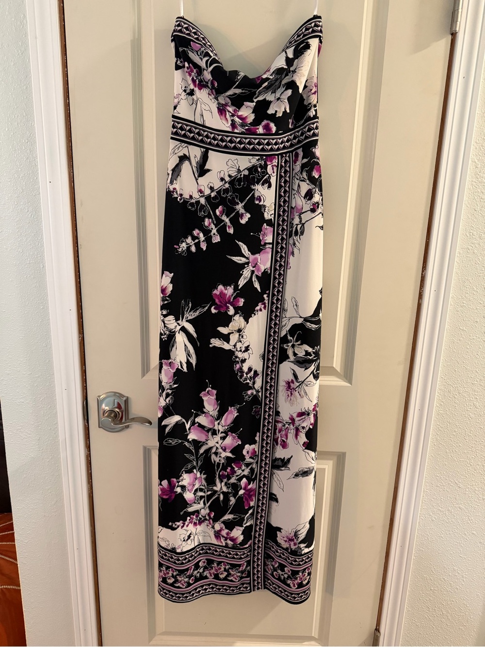 White House Black Market Black, White & Pink Floral Maxi Skirt